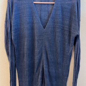 Vince Blue Knit V-Neck lightweight Sweater size Small linen blend
